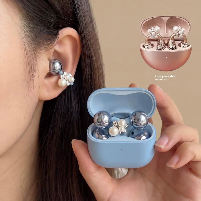 Decorative Earphone Clips with Pearls - Elegant Design - Image 2