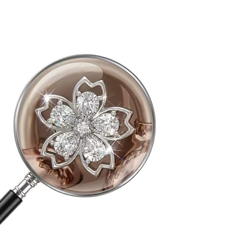 Crystal Flower Earphone Clips - Rose Gold - Image 4