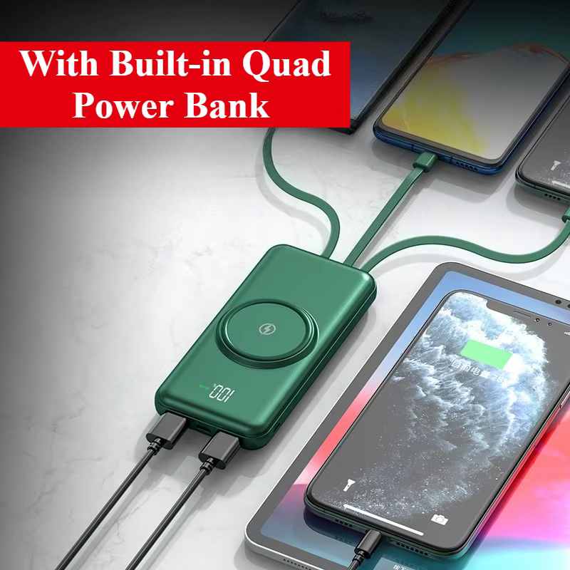 DIEZONG Magnetic Power Bank 30000mAh - Built-in 4 Cables + Wireless Charging - Digital Display - Fast Charge - Image 6