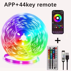 Mikenoon USB LED Strip Light 5V - APP + 44 Key Remote Control - RGB Color Changing - 1M-30M
