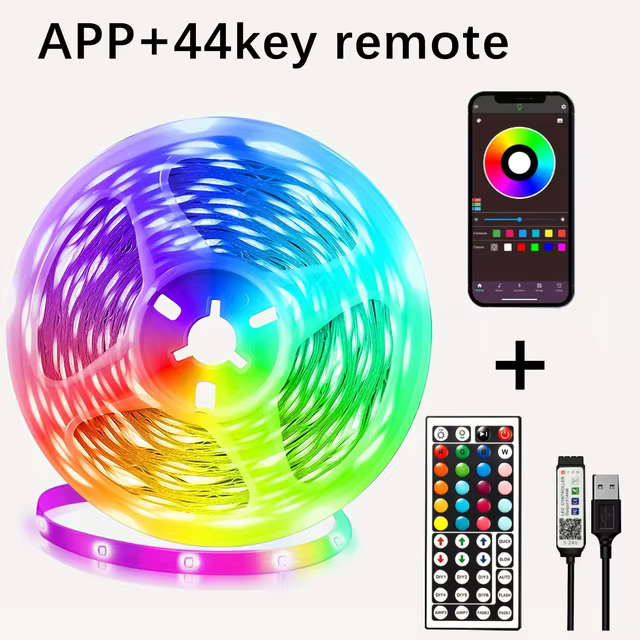 Mikenoon USB LED Strip Light 5V - APP + 44 Key Remote Control - RGB Color Changing - 1M-30M