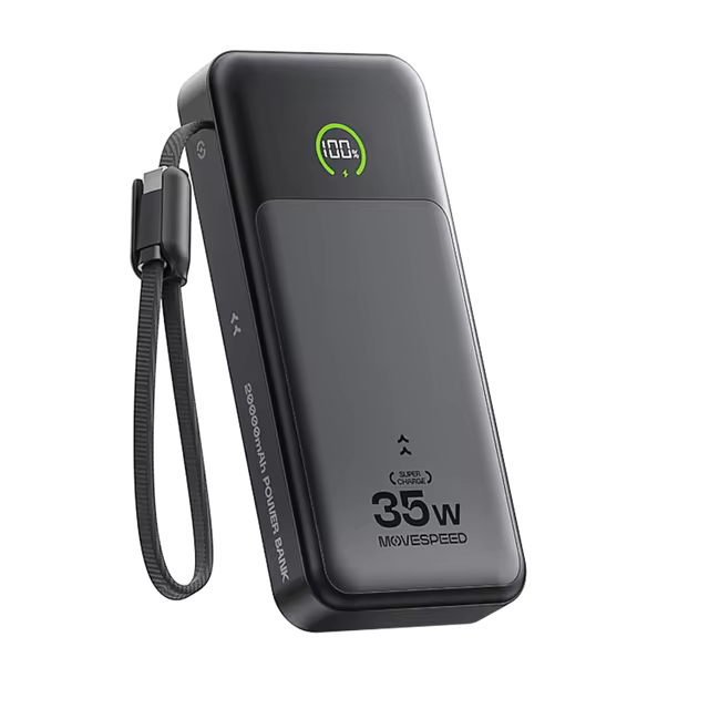 MOVESPEED P20 35W Power Bank 20000mAh - Semi-Solid Battery - Built-in Type-C Cable - PD Fast Charging - Digital Display