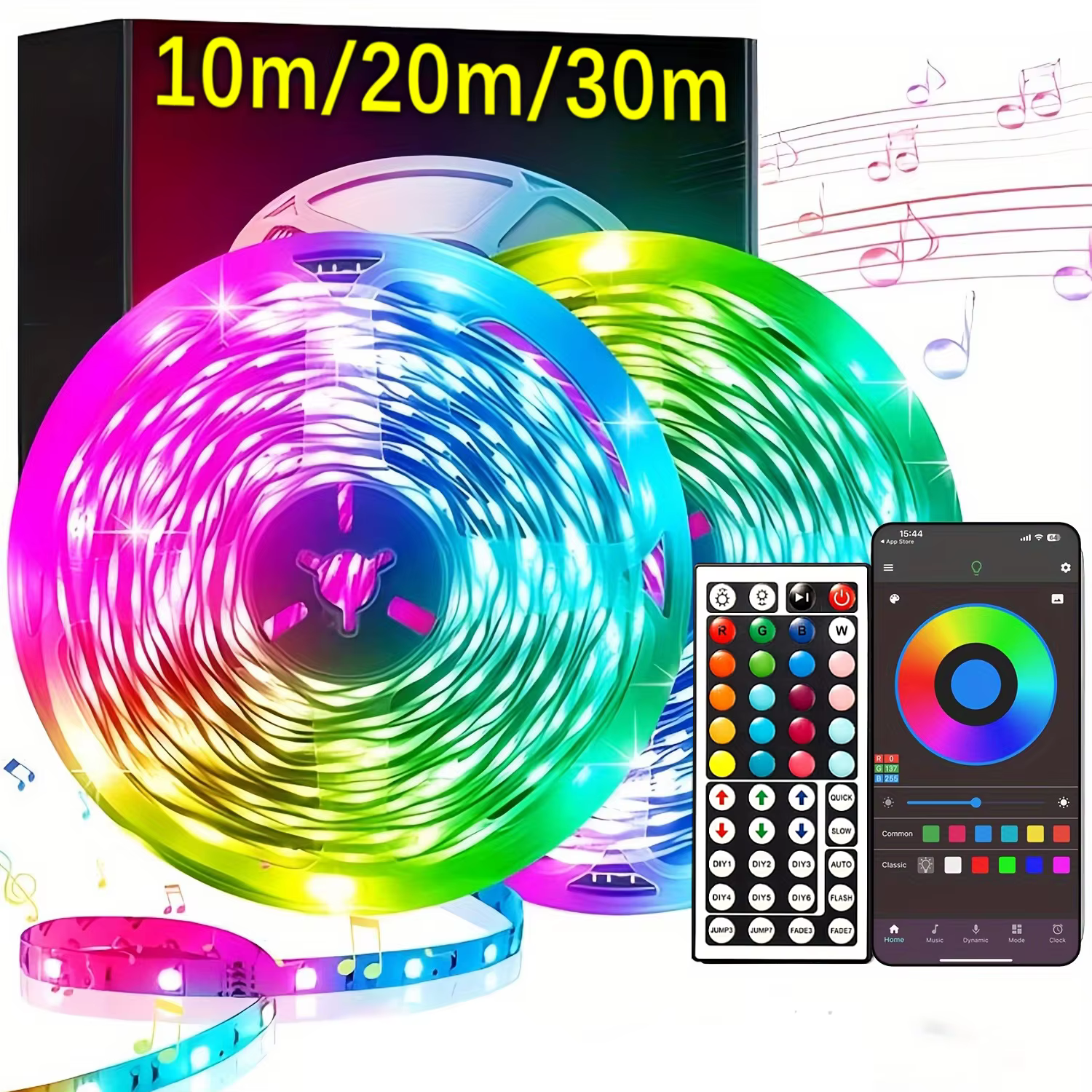 Mikenoon USB LED Strip Light 5V - APP + 44 Key Remote Control - RGB Color Changing - 1M-30M - Image 7