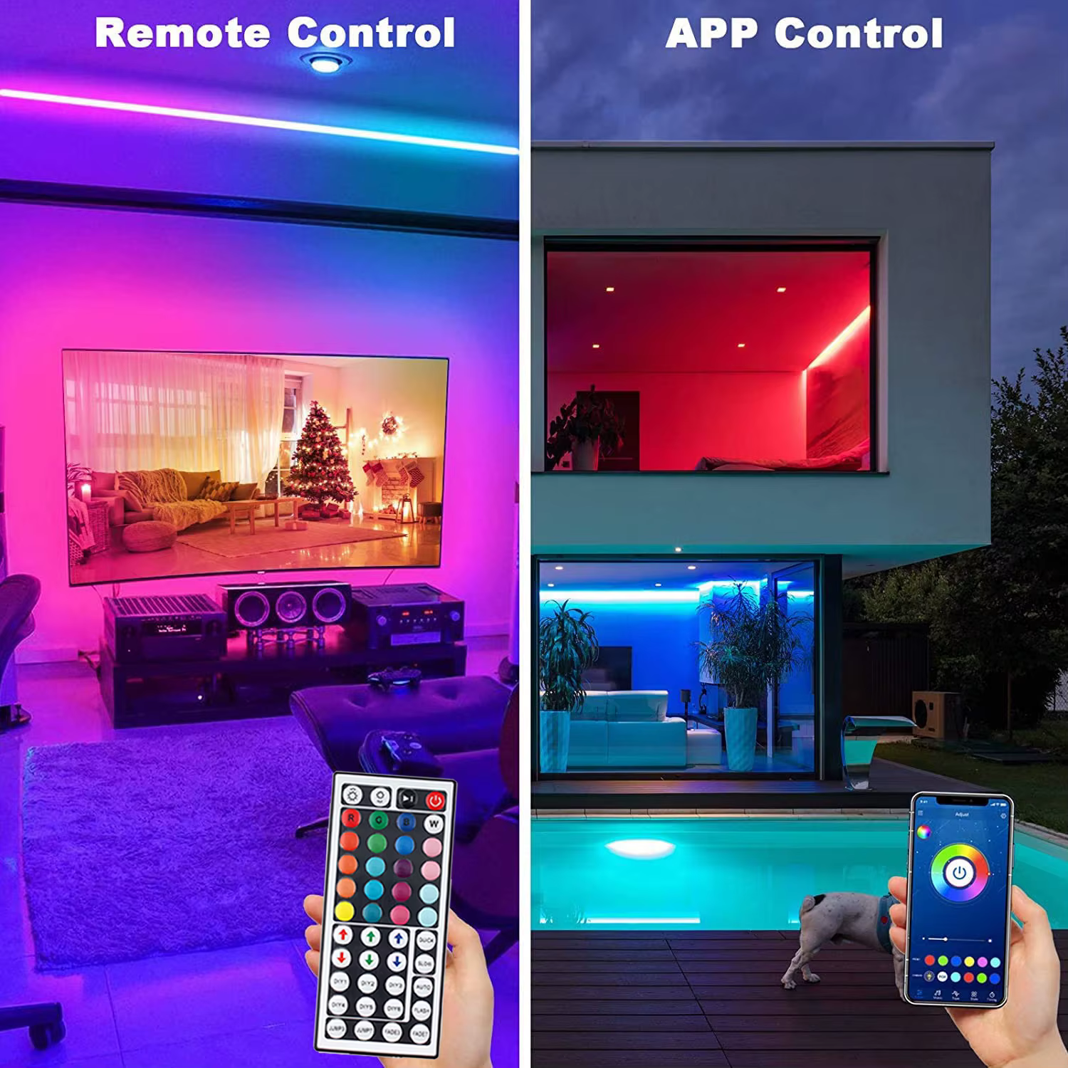 Mikenoon USB LED Strip Light 5V - APP + 44 Key Remote Control - RGB Color Changing - 1M-30M - Image 6