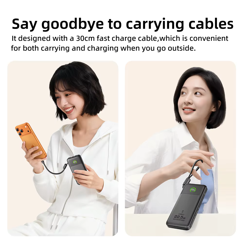 MOVESPEED P20 35W Power Bank 20000mAh - Semi-Solid Battery - Built-in Type-C Cable - PD Fast Charging - Digital Display - Image 2