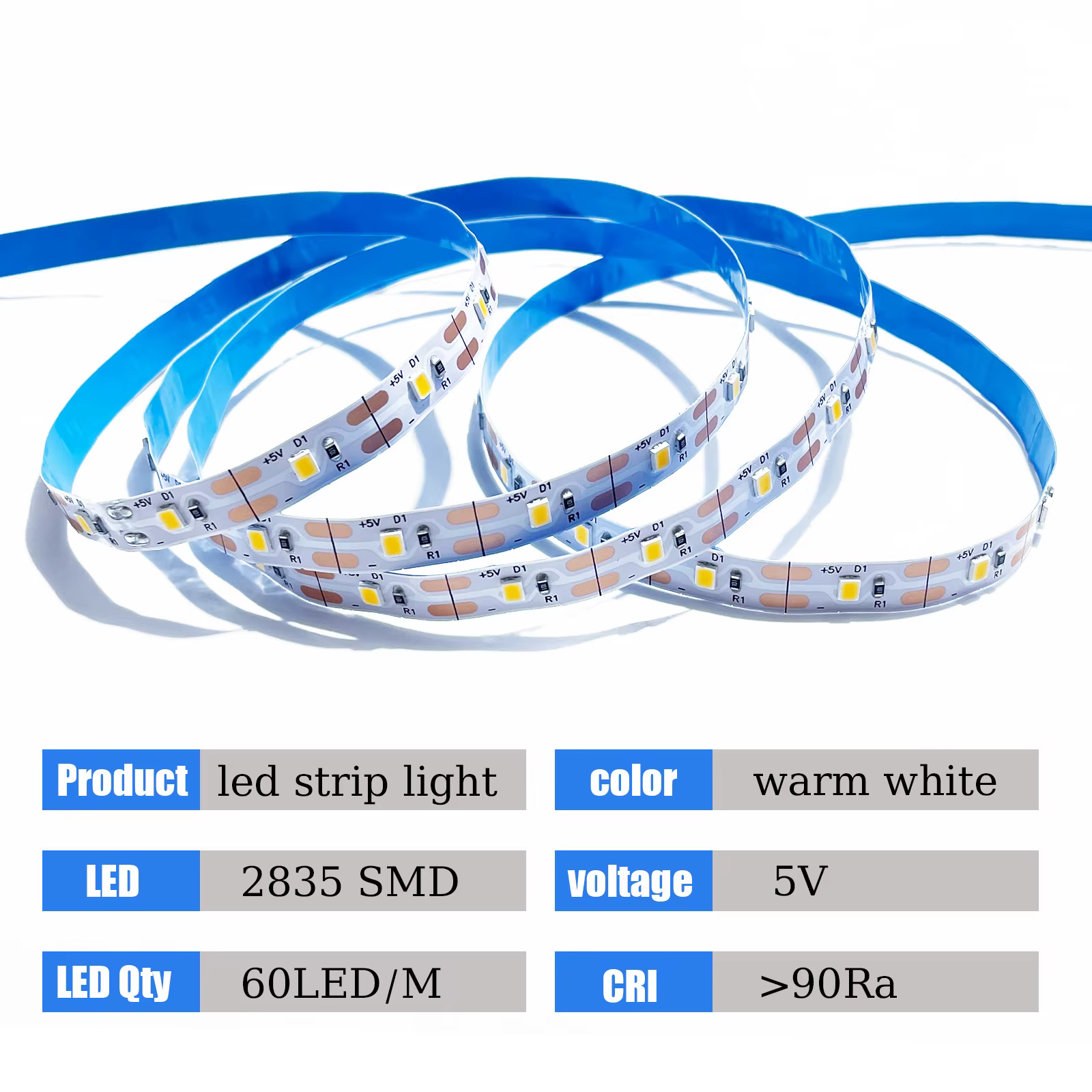 USB LED Strip Light 5V - 2835 SMD - Warm White/Cool White - 60 LEDs/m - TV Backlight - Image 4