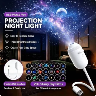 New HD Smart Starry Sky Projector Night Light USB Plug And Play 360° Adjustable Galaxy Atmosphere Lamp For Car Interior Bedroom