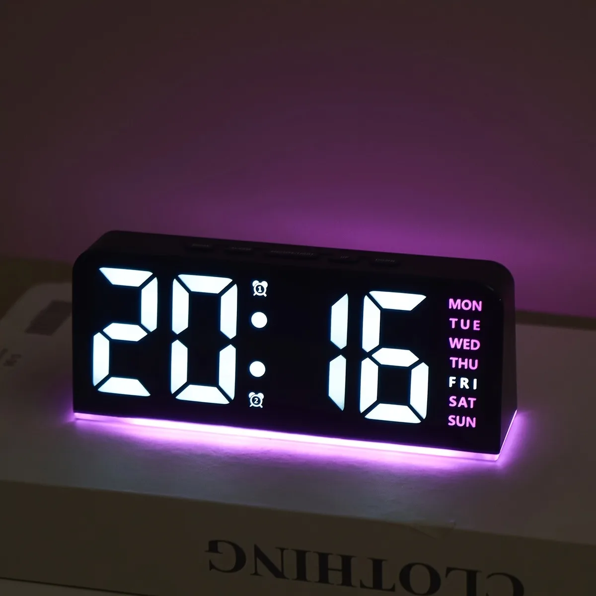 Innovative LED Digital Alarm Clock with Atmosphere Light & Date Display - USB Powered, Adjustable Brightness, Flat Crown Shape - Image 7