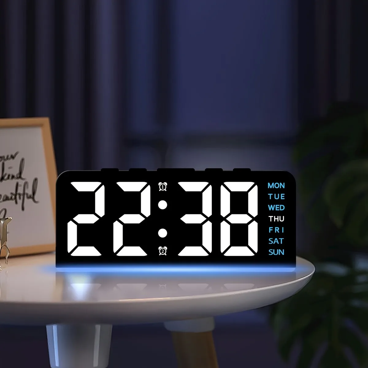 Innovative LED Digital Alarm Clock with Atmosphere Light & Date Display - USB Powered, Adjustable Brightness, Flat Crown Shape - Image 8