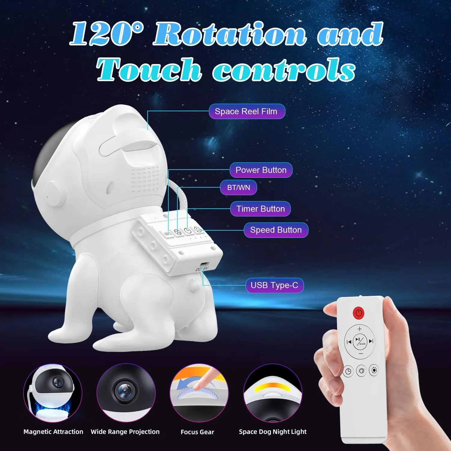 Galaxy Projector Pro Room 13-in-1 Planetarium Star Projector Night Light With Timer Remote Control White Noise Bluetooth Speaker - Image 4
