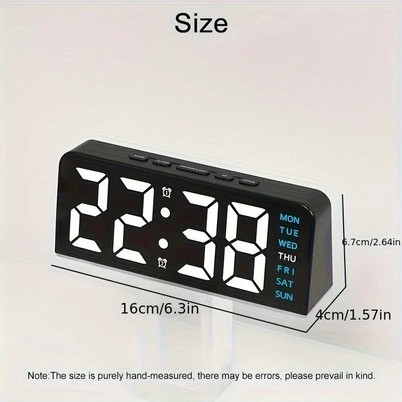 Innovative LED Digital Alarm Clock with Atmosphere Light & Date Display - USB Powered, Adjustable Brightness, Flat Crown Shape - Image 3